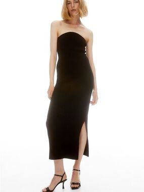 Black Strapless Midi Dress